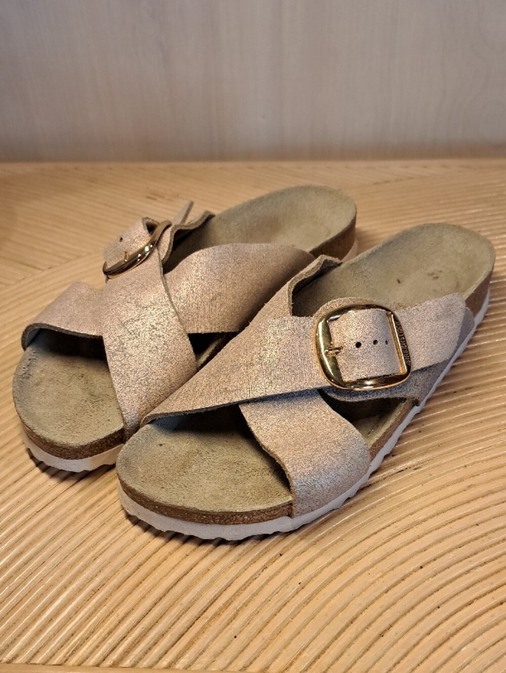 Birkenstock Sienna Big Buckle Rose Metallic Suede Sandals 39 US 9 - Picture 2 of 6